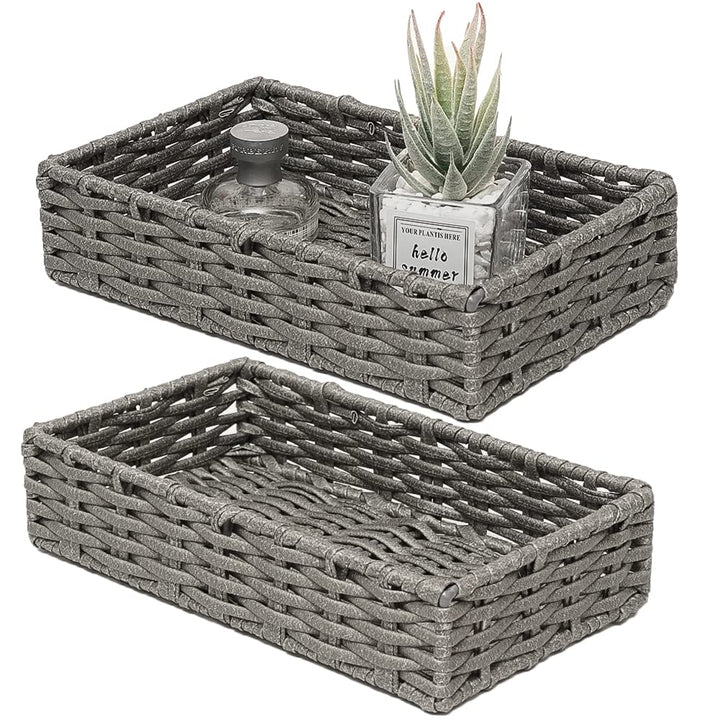 HOSROOME Wicker Bathroom Storage Organizer Tray Toilet 