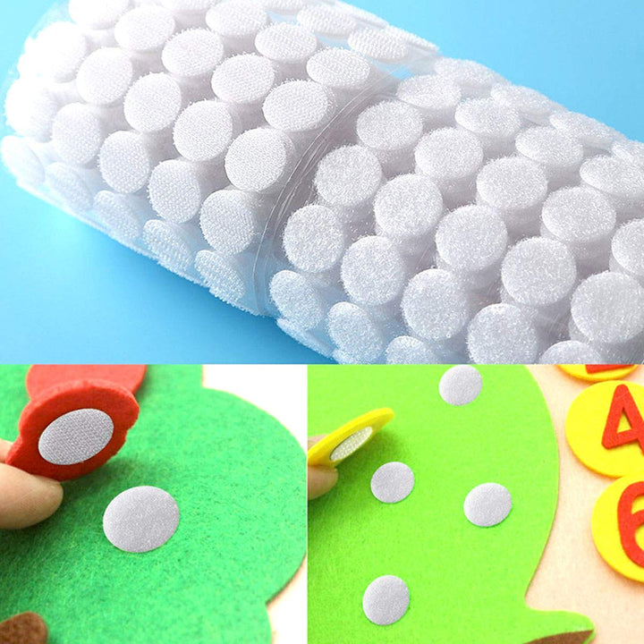 100 Pairs Hook and Loop 20mm Disc Velcros Adhesive Strong Glue Magic Sticker Round Coins Hook Loop, White