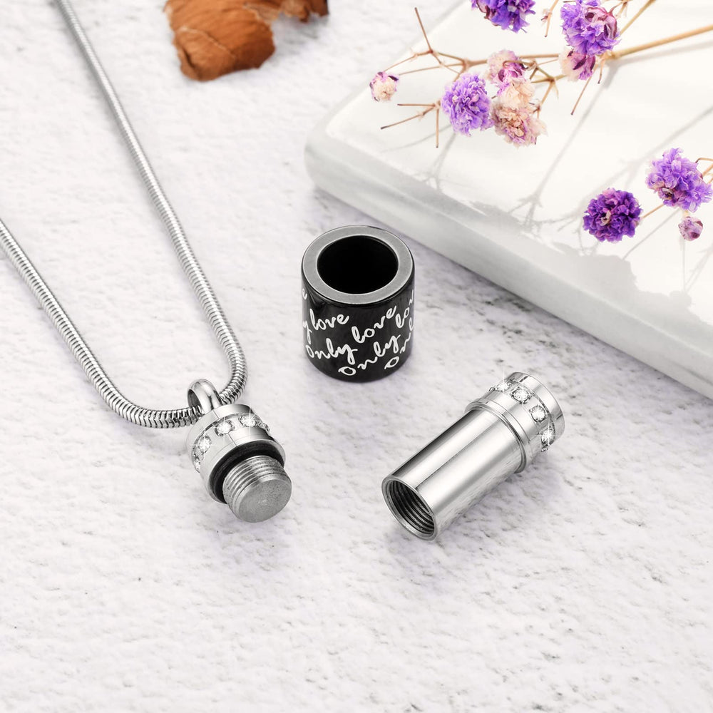 Cylinder Urn Necklace for Ashes Cremation Jewelry for Human Pet Ashes Cremation Urn Keepsake Jewelry for Ashes - Only Love