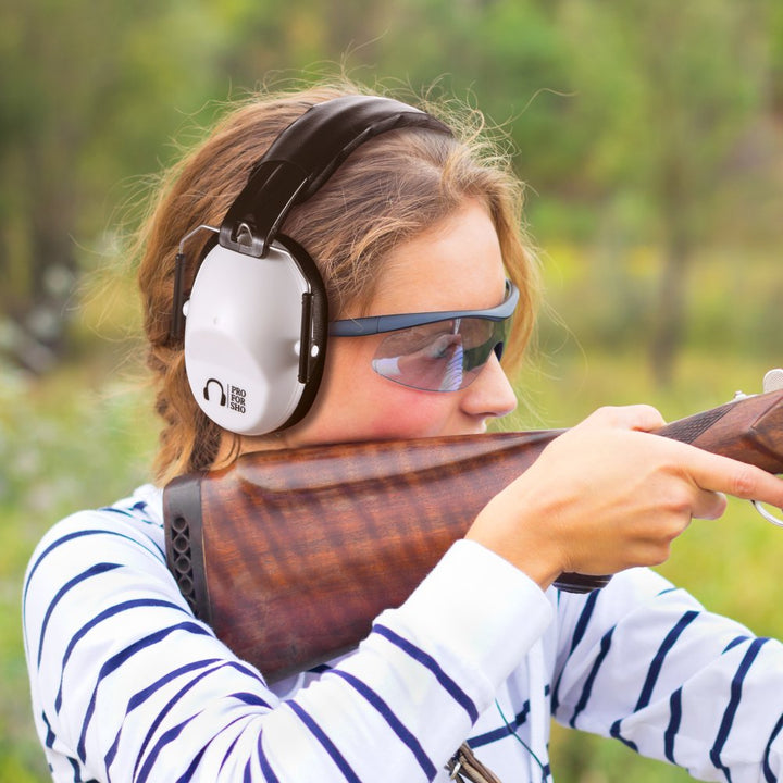 34dB NRR Shooting Ear Protection - Special Designed Ear Muffs Lighter Weight &amp; Maximum Hearing Protection - Standard Size, White