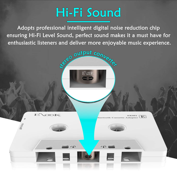 Car Audio Receiver, Bluetooth Cassette Receiver Tape Aux Adapter Player with Bluetooth 5.0, White