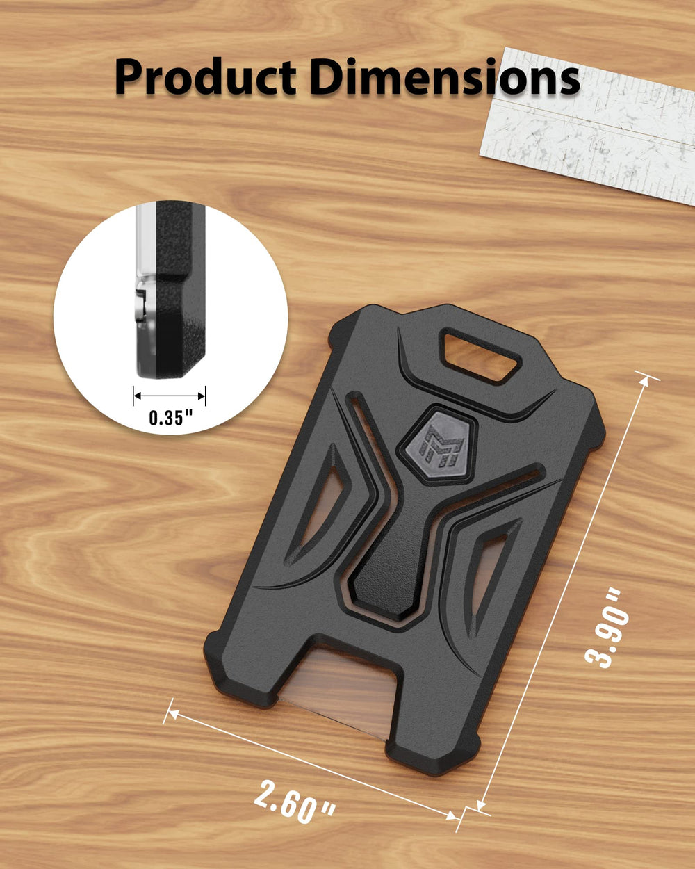2 Pack Heavy Duty Badge Holder, Vertical ID Card Holder for Credit Cards, Clear ID Window, All PC Polycarbonate Plastic Housing, 5 Cards Capacity, Built-in Elastic Clip, Black