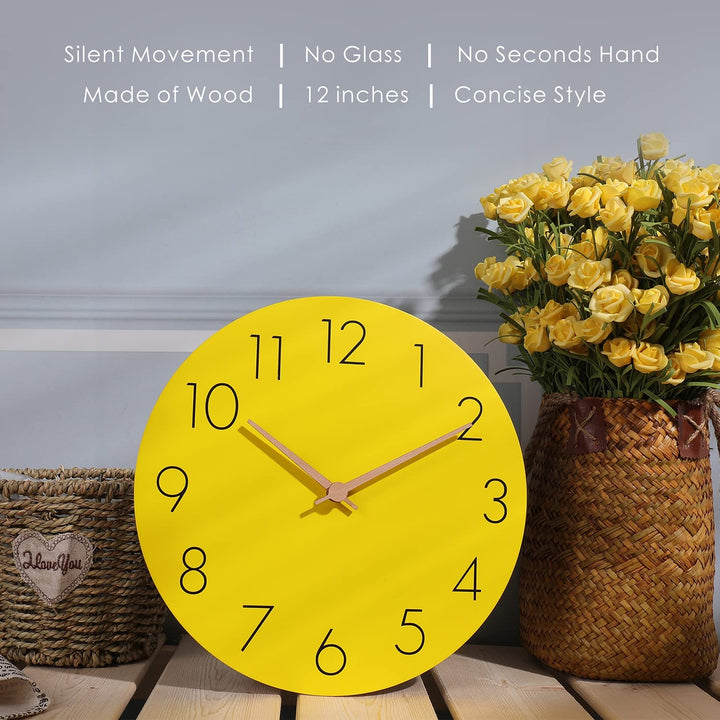 Plumeet 12&#39;&#39; Wooden Wall Clock Frameles