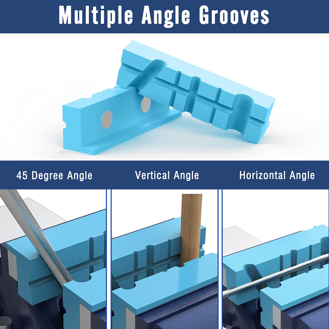 5 Inch Magnetic Vise Jaw Pads Covers, 1 Pair Retention Vice Jaw Pads Universal Jaw Covers with Multiple Angle Grooves Design, Vice Soft Jaws for Woodworking, Jewelry Making, Plumbing