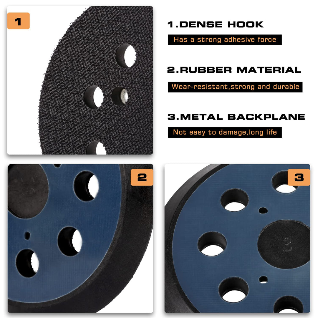 5 inch 8 Hole Sander Hook and Loop Replacement Pad Comp