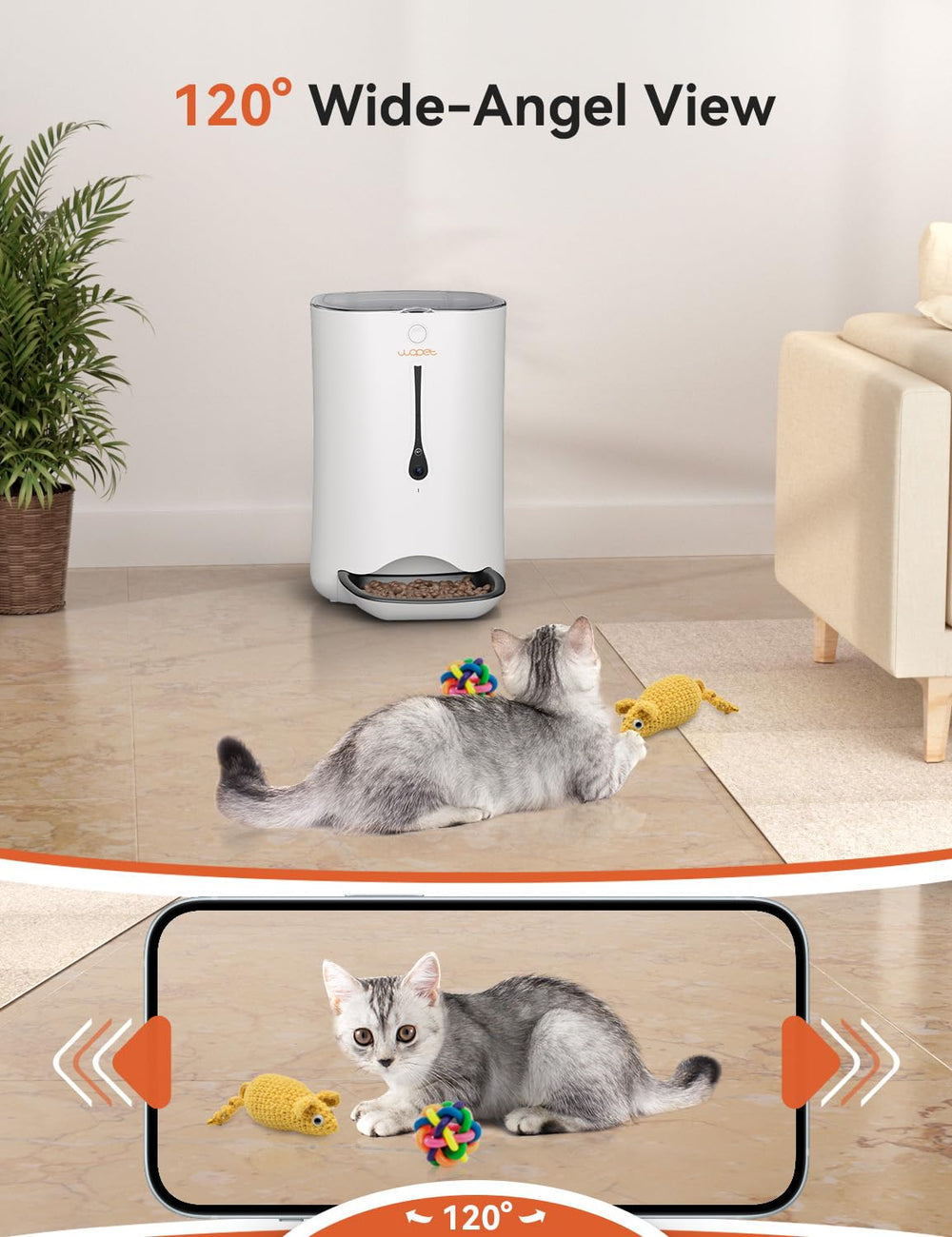 Automatic Cat Feeder with Camera,7L App Control Smart Feeder Cat Dog Food Dispenser,6-Meal Auto Pet Feeder with Timer Programmable,HD Camera for Voice and Video Recording