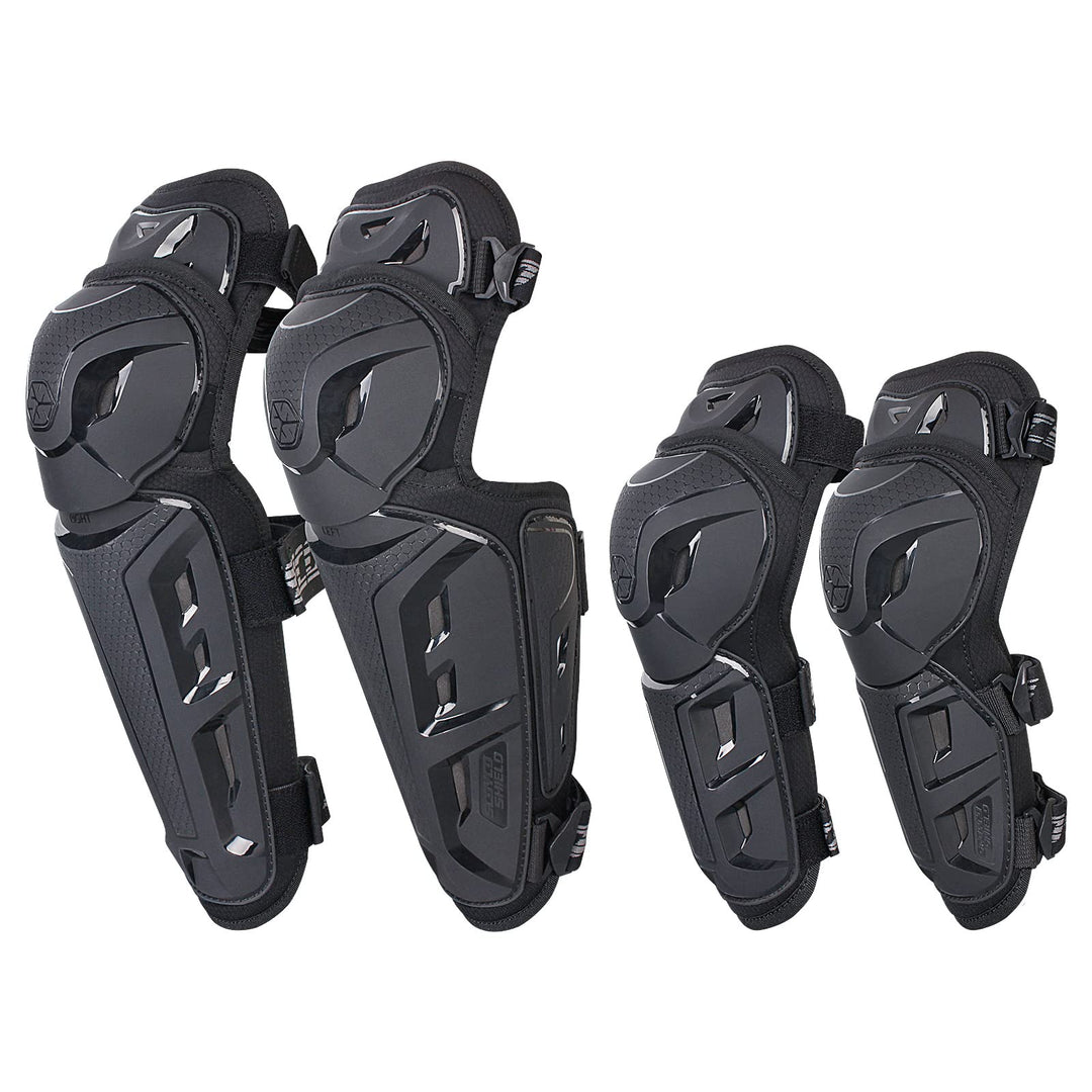 4Pcs Knee-and-Shin Guards Elbow Guards Anti-slip for Men 2 in 1 Protector Adjustable Powersport Protection/Motorbike/Racing/Motorcycle/Cycling