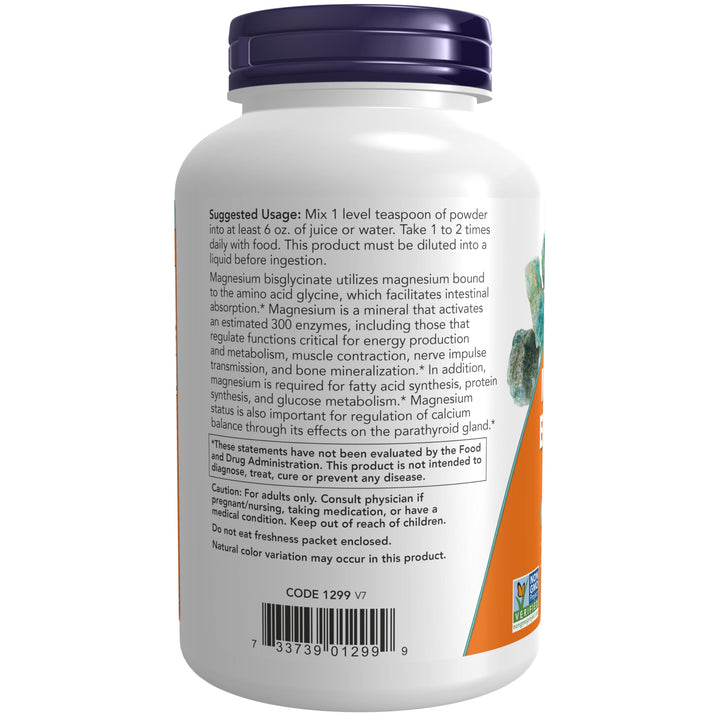 NOW Foods Supplements, Magnesium Bisglycinate Powder, E
