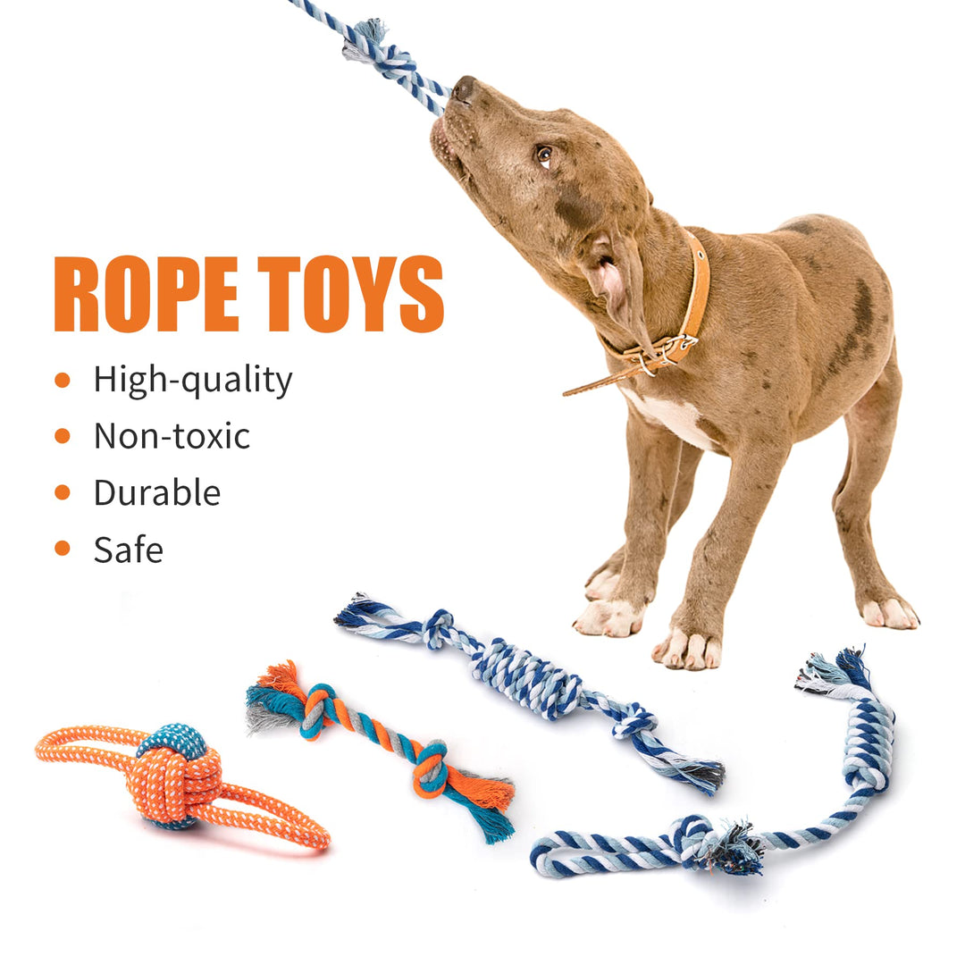 12 Pack Puppy Teething Toys for Small Dogs - Plush Squeaky &amp; Rope Chew Set Bundle, Safe Durable and Non-Toxic for Interactive Play and Dental Health