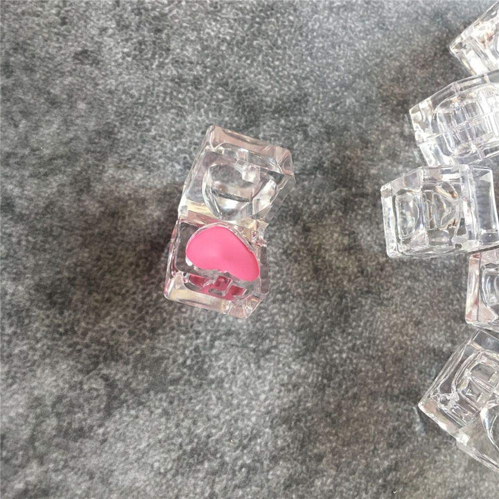 10 Pieces 1 Gram Empty Cosmetic Sample Jars Mini Square Plastic Container with Heart Inner and Lids for Makeup Lipstick Balm Eyeshadow Nail Powder, Clear