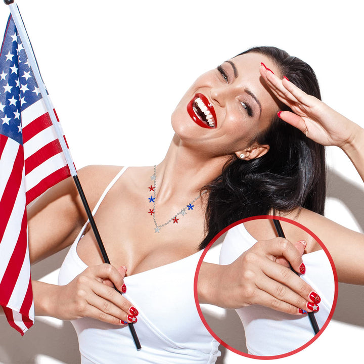 36 Pieces 4th of July Patriotic Star Nail Charms 3D Nail Charm Independence Day Nail Charm Rhinestone Red Blue Star Nail Rhinestones for Women DIY Nail Accessories (Basic Style)