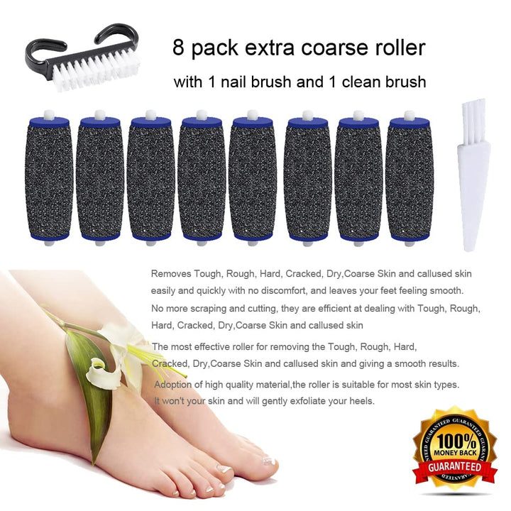 5 Pack Extra Coarse: 5 Pack Extra Coarse Replacement Rollers For Amope Pedi Refills Electronic Perfect Foot File Pedi Hard Skin Remover Refills Include A Clean Brush