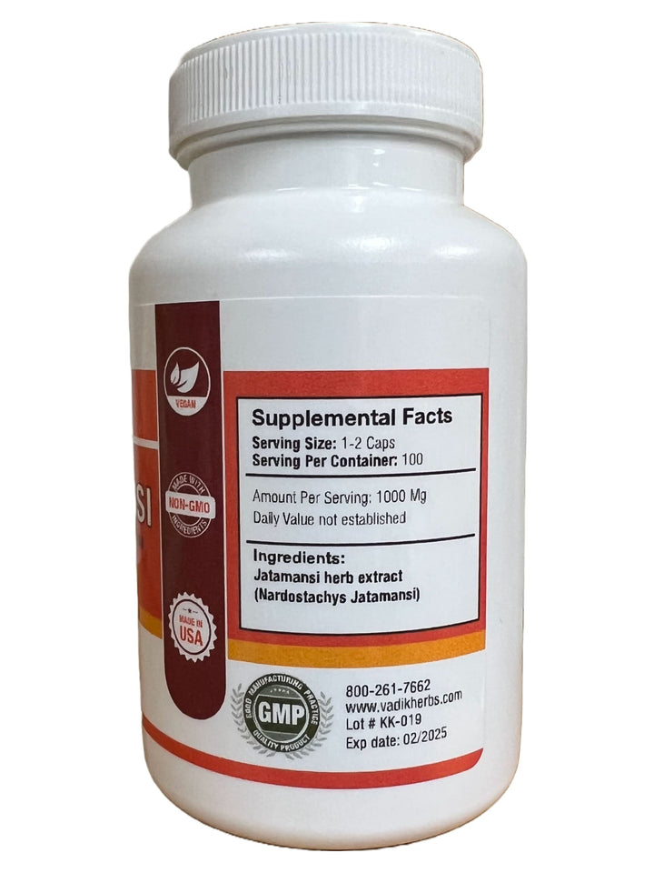 Certified Organic Jatamansi Spikenard Root (Nardostachys jatamansi) Powder | (100 Vegicaps) | Made with Potent Extract Powder | 1 Cap Daily ~ Over 3 Month Supply