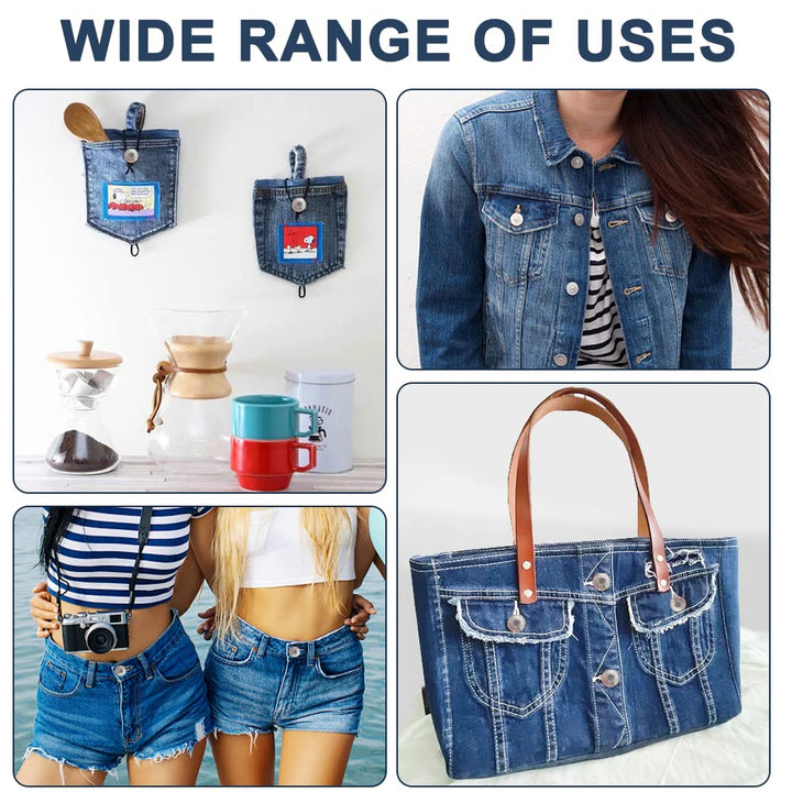 16 Sets Button Pins for Jeans,Jean Buttons Pins for Loose Jeans,No Sew and No Tools Instant Replacement Snap Tack Pant Button, Reusable and Adjustable Metal Pants Button Tightener