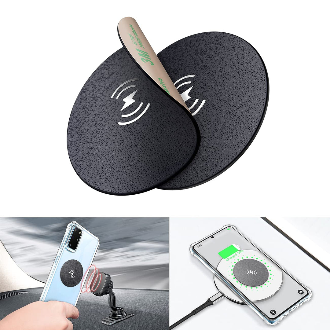 Magnetic Phone Mount Metal Plate, Wireless Charging Compatible Phone Magnet Sticker for Magnetic Phone Holder for Car [Round Medium Size] [2.1 inch Diameter] [2-Pack]