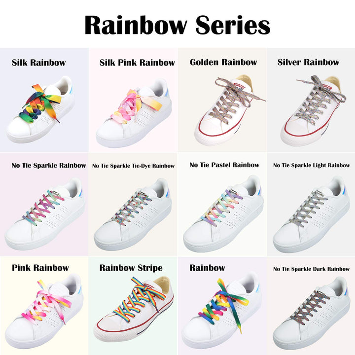 Rainbow Fun Shoelaces for Kids, Girls and Women, Colorful Pastel Shoe Laces with Metal Aglets 1 Pair (39 (100CM), Rainbow)