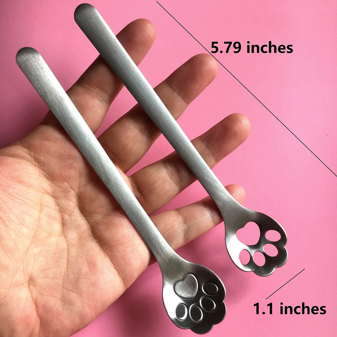 8-Pack Cat Paw Spoon Stainless Steel Teaspoons, Sugar, Coffee, Cake, Dessert, Ice Cream Spoon Stirring Spoon, 5.9 inch