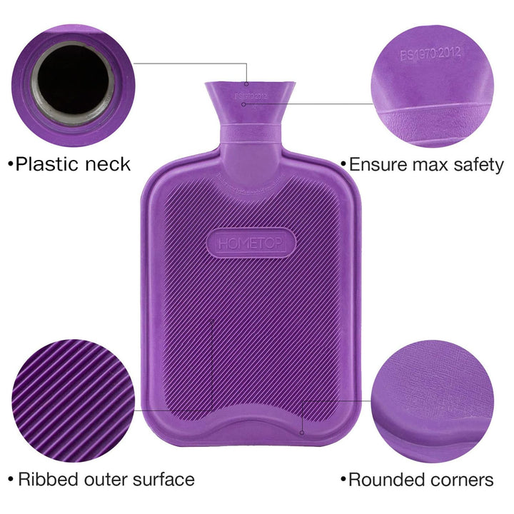 HomeTop Premium 2 Liter Classic Rubber Hot Water Bottle