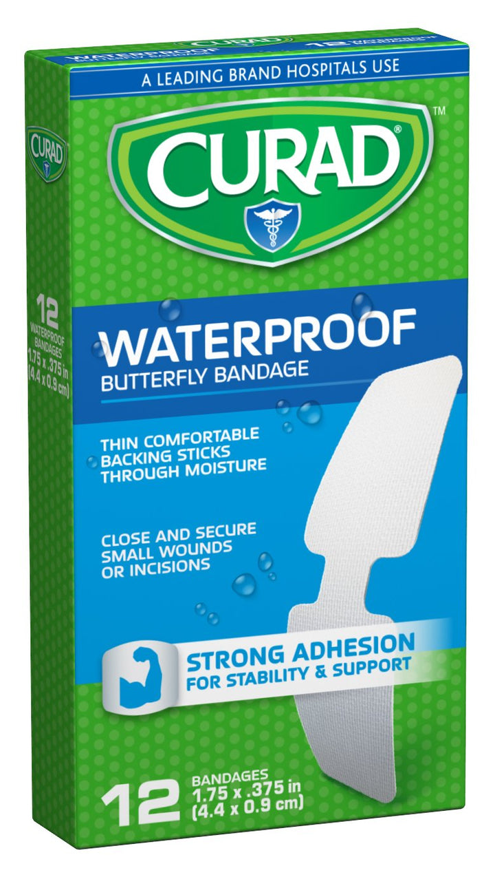 Curad Waterproof Butterfly Adhesive Bandages, 1.75 x .3