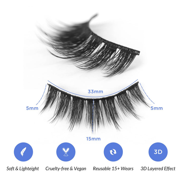 Lashes Natural Look False Eyelashes - Bepholan Fake Eyelashes 3D Super Fluffy False Lashes Black Band Wispy Lashes 3-Pack Faux Mink Lashes,XMZ21-3