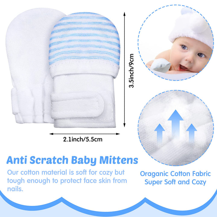 SATINIOR 8 Pairs Adjustable Baby Mittens Baby No Scratch Baby Gloves Newborn Baby Mitts Unisex for Baby Boys and Girls (0-3 Months, Light Colors)