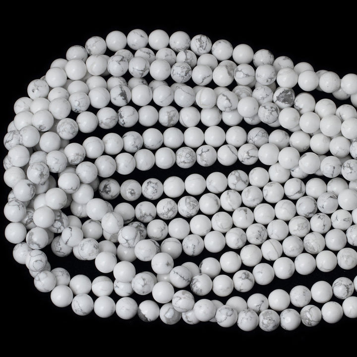 8mm 45PCS Natural White Howlite Gemstone Round Loose Stone Beads for Jewelry Making DIY Crafts Design 1 Strand 15