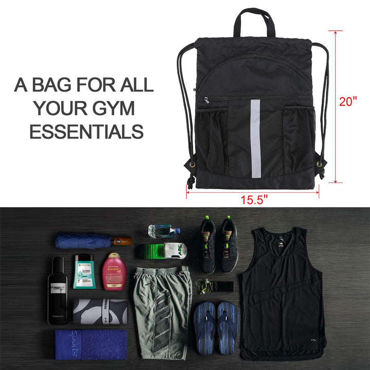 BeeGreen Drawstring Backpack Bag with Shoe Compartment,