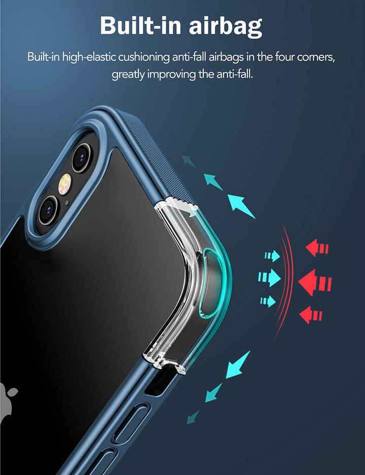 Clear Phone case iPhone x/xs, Non-Slip Crystal Clear, Non-Yellowing Military Grade Drop Protection, iPhone Xs case Thin Clear Case for iPhone X/XS 5.8 Inch (Blue)
