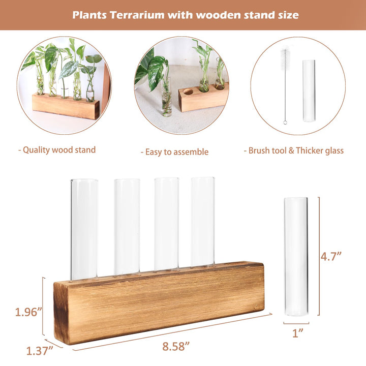 KAXYEW Plant Propagation Station, Plant Propagation Tubes, Gifts for Plant Lovers, Plants Cutting Holder Office Desk Garden Décor Gifts for Her Mom Women Hydroponic Vase Gift Box