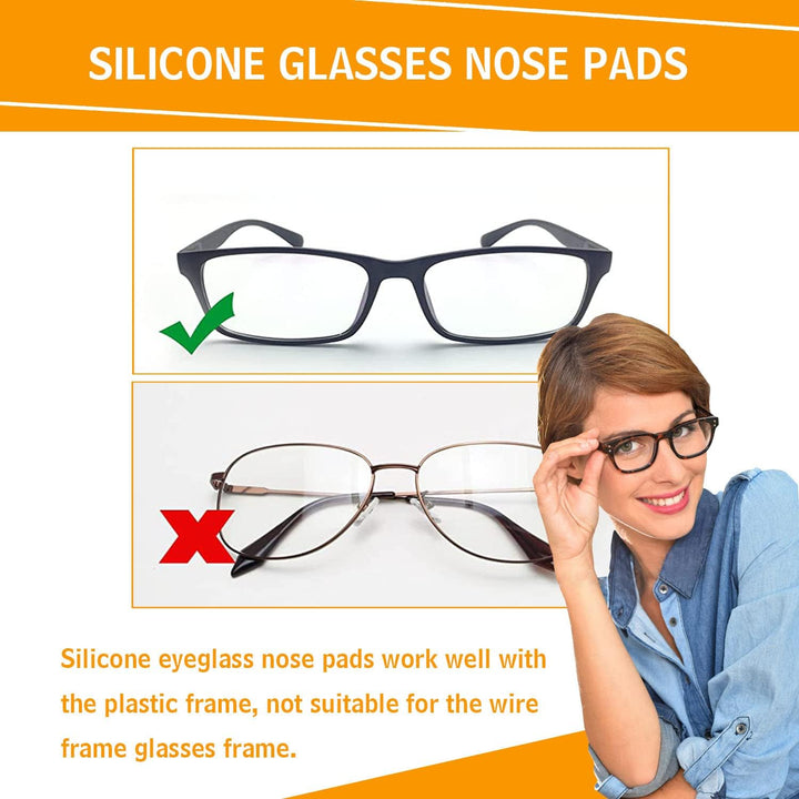 Silicone Eyeglass Nose Pads Sticky, Hypo-allergenic Adhesive Nose Grips for Glasses and Sunglasses 12 Pairs