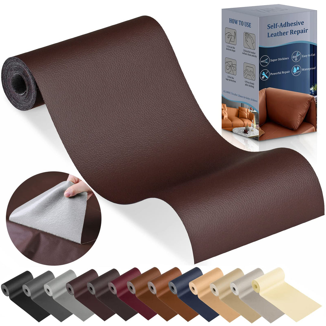 Leather Repair Patch for Furniture, 4 x 63 Self Adhesive Leather Repair Kit Vinyl Repair Tape for Car Seat Sofa Jackets Couches Chair Brown