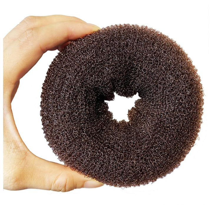 2 pieces Extra Large Size Hair Bun Donut Maker, Ring Style Bun, Women Chignon Hair Donut Buns Maker, Hair Doughnut Shaper Hair Bun maker (4.3 in. For Thick and Long Hair) (Brown)