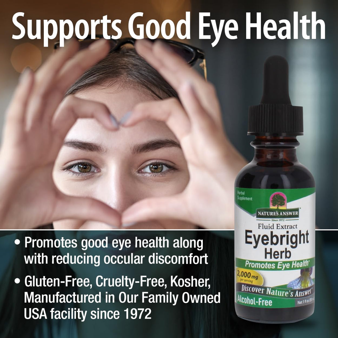 Nature&#39;s Answer Eyebright Extract 1 Ounce | Vision &amp; Eye Support | Alcohol Free, Vegan, Non GMO, Gluten Free, Kosher | Quick Absorption | Single Count