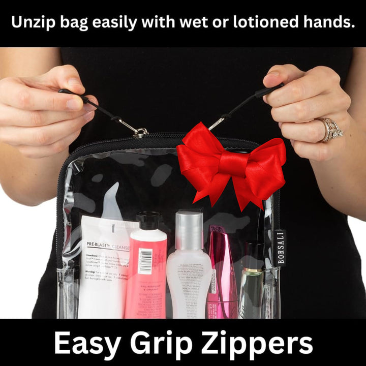 TSA Quart Size Bag Approved for Carry On Travel - One (1) Quart Clear Toiletires, Cosmetic and 3-1-1 Liquids Toiletry Bag