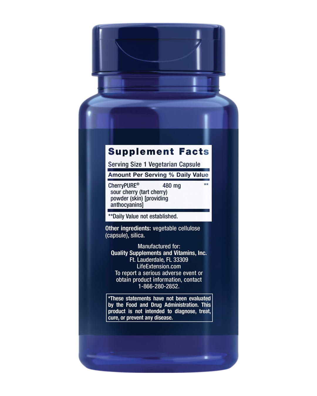 Tart Cherry with CherryPURE®, anthocyanins, oxidative Stress, Muscle Recovery, Exercise Support, Muscle Comfort, Vegetarian, Gluten-Free, Non-GMO, 60 Capsules