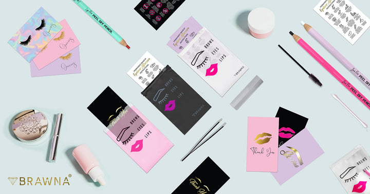 50 pack Eyebrow Microblading Aftercare Bags | Lash Extension Aftercare Bags | Beauty Bags | Lipstick Travel Pouch | Makeup Mini Cosmetic Bags | Microblading &amp; Lash Supplies | PMU kit 4x6 inches
