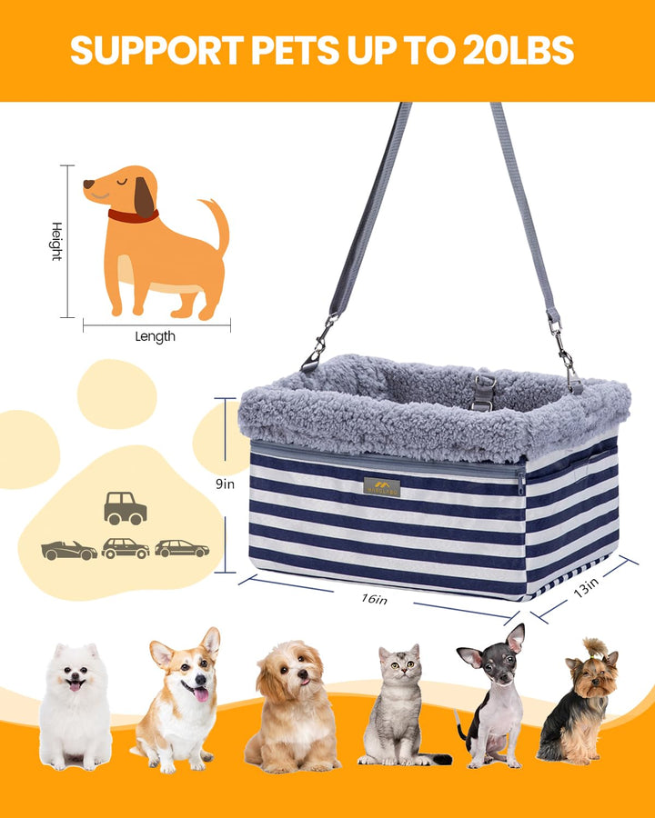 Dog Car Seats for Small Dogs, Upgrade Dog Booster Seat with Metal Frame Construction with Double-Layer Oxford, Perfect for Small Pets up to 20lbs