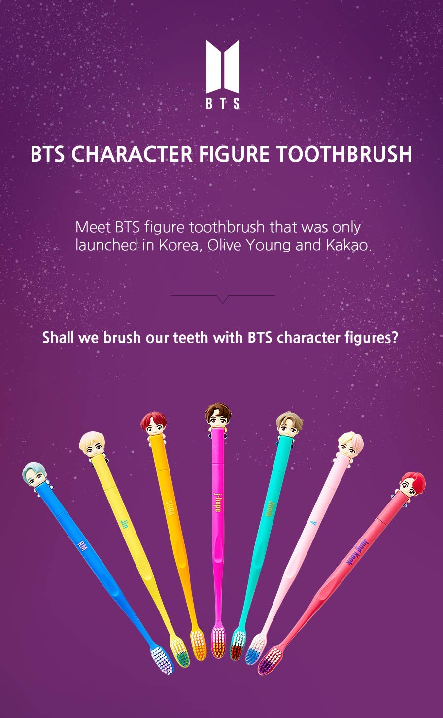 [BTS Official Merchandise] Fans Gift - K-Pop Idols Goods - BTS Character Figure Toothbrush with Convenient Magnetic Holder (Jimin)