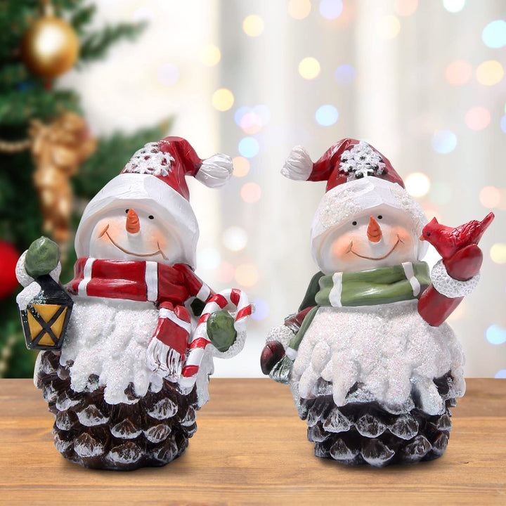 Christmas Snowman Decorations Indoor Home Decor Christmas Snowman Figurines Table Decorations Cute Christmas Snowman Gifts Handmade Resin Winter Indoor Decorations