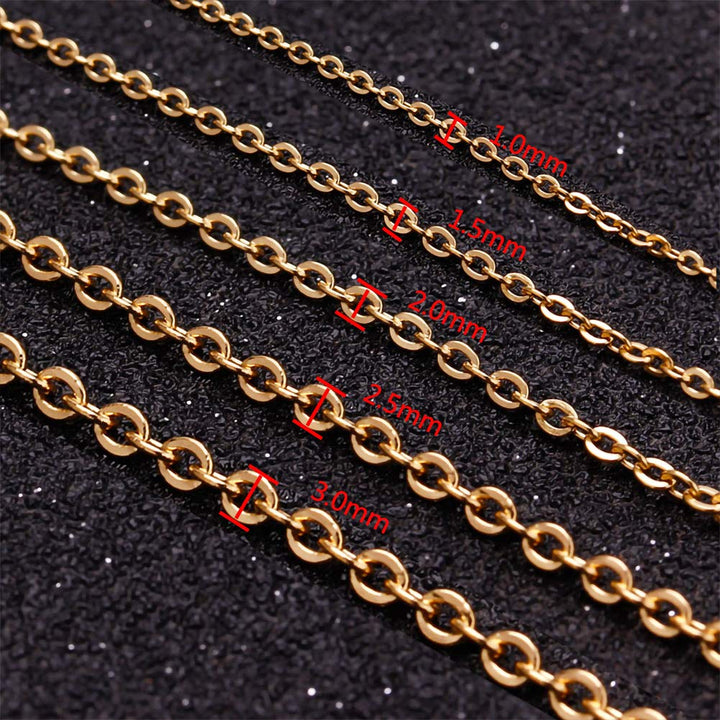 33 Feet 18K Gold Stainless Steel Flat Cable Chains Link Spool Bulk with 20 Lobster Clasps and 50 Jump Rings for Pendant Necklace Jewelry DIY Making