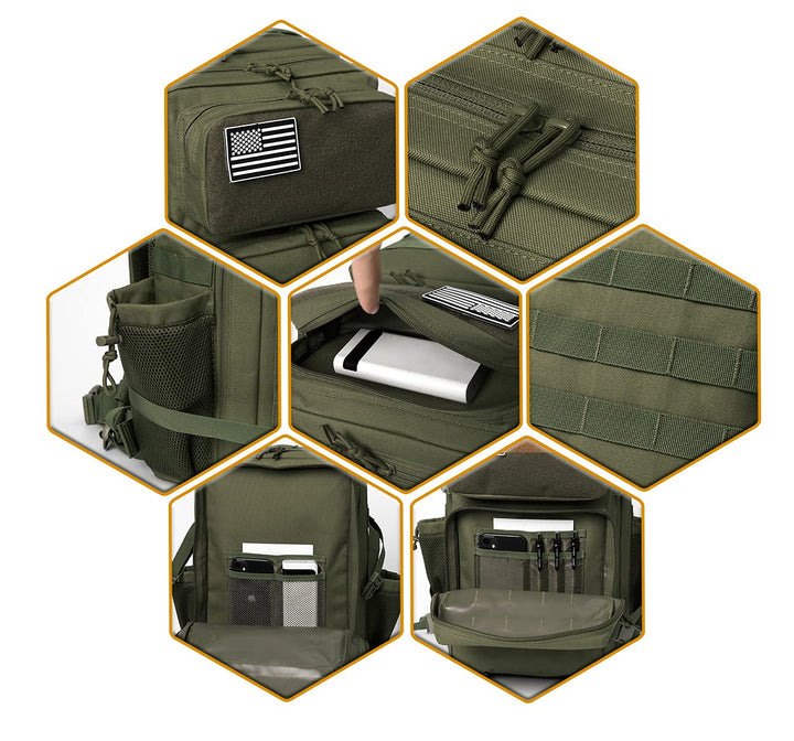 QT&amp;QY Military Tactical Backpacks For Men Molle Daypack 45L Large 3 Day Bug Out Bag Hiking Rucksack With Bottle Holder