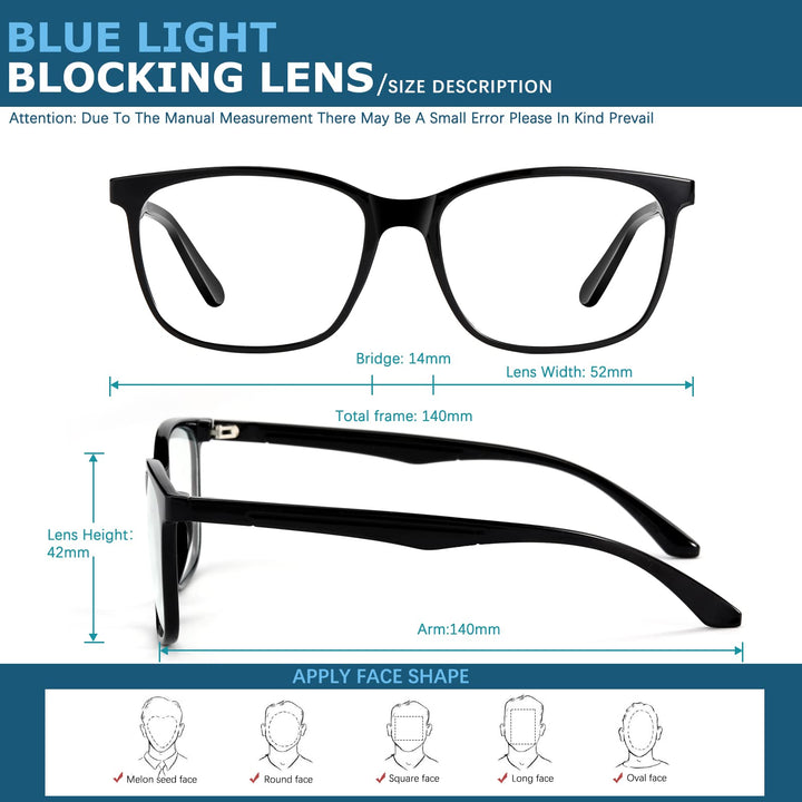 Oilway Blue-Light Blocking Glasses Computer Reading/Gam