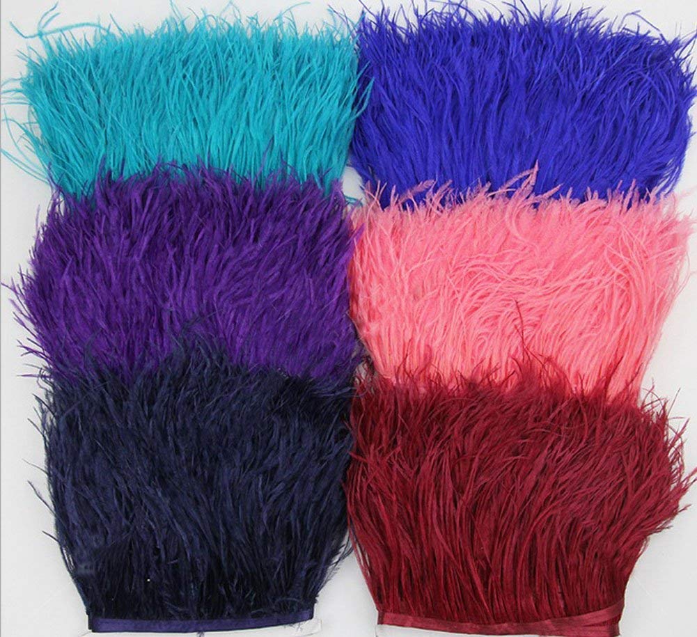 Pack of 2 Yards Natural Dyed Ostrich Feathers Trim Fringe 4inch for DIY Dress Sewing Crafts Costumes Decoration (Yellow)