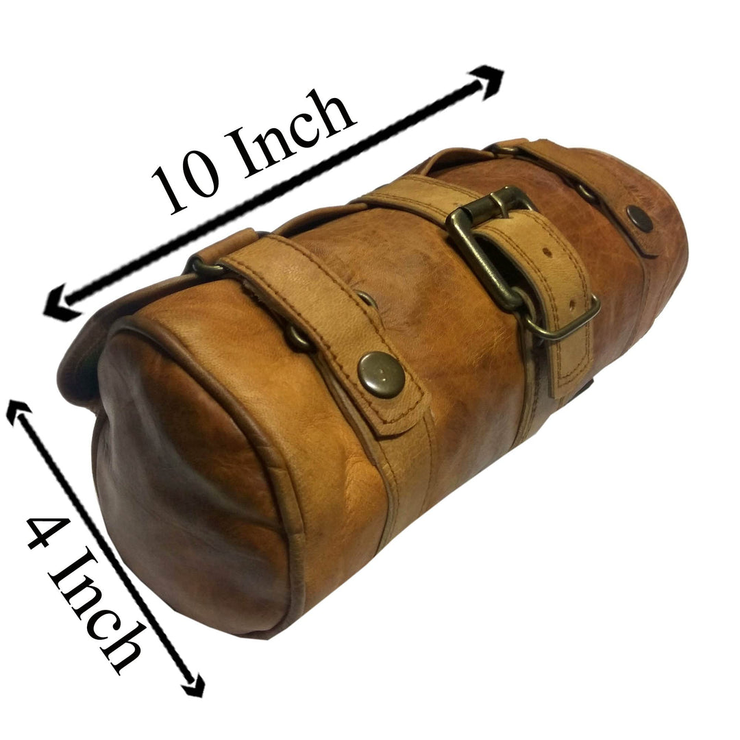 Handmade Genuine Leather Natural Brown Motorcycle | Bicycle | Bike Saddle Bag Cycling Bag Small Size Without Oil-Polish
