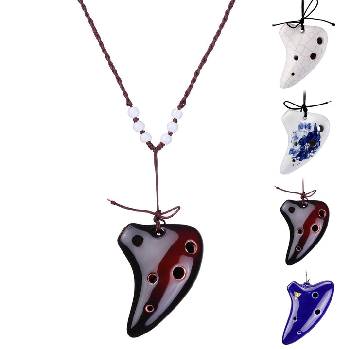 L&#39;MS 6 Hole Ceramic Strawfire Mini Ocarina with Free Tutorial Songbook (Coffee)