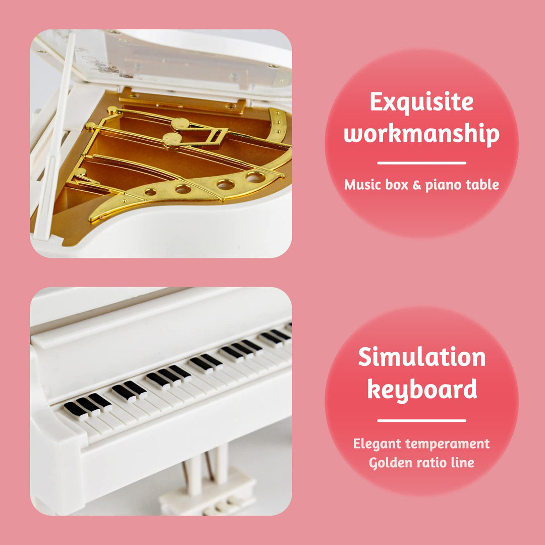 Piano Music Box, Wind Up Musical Boxes, Classical Music Box for Girls Birthday Gift or Desk Decoration Ornament