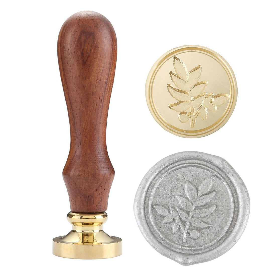 Wax Seal Stamp, Vintage Botanical Rosemary Brass Head Wooden Handle Removable Sealing Stamp