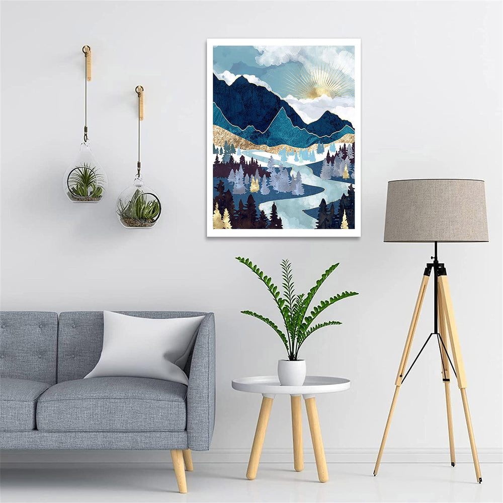 Diamond Painting Kit,Diamond Art Kits for Adults, Abstract Paint with Diamonds Round for Gift,Wall Decor(12x16) (Mountain Sunrise)