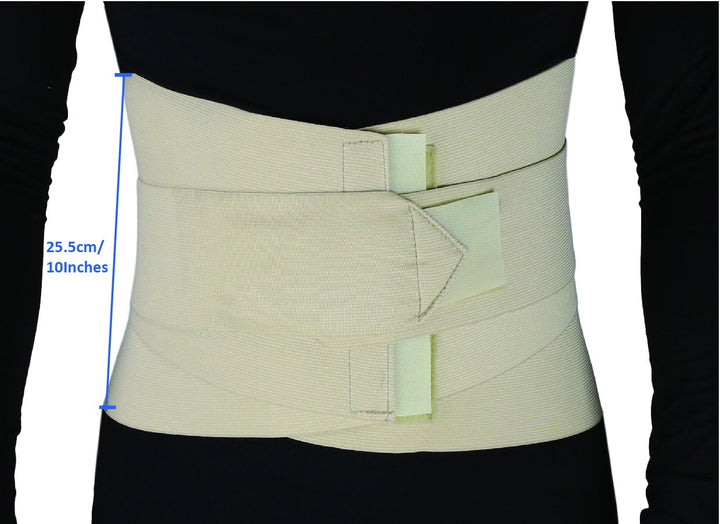 ObboMed MB-2530M Back, Lumbar, Abdominal Support Wrap Brace Belt with 4 Metal Stays Splints, Extra Double Side Straps Adjustable for Posture, Belly, Waist, Spine, Back Pain Relief (M: 34-37 inches)