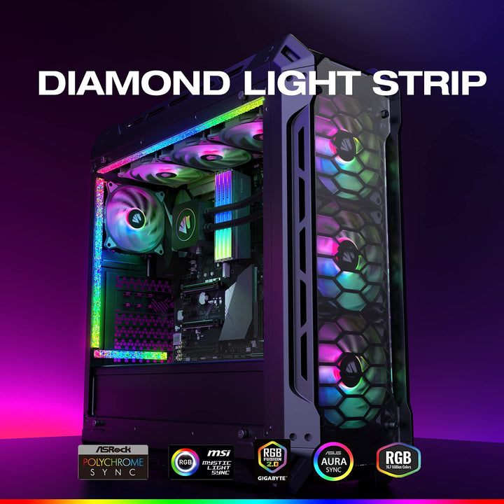 Acrylic ARGB LED Strip for PC Case with 5V 3-pin ARGB LED and 4-pin Header, Compatible with Aura SYNC, Gigabyte RGB Fusion, MSI Mystic Light Sync - 5.6inches